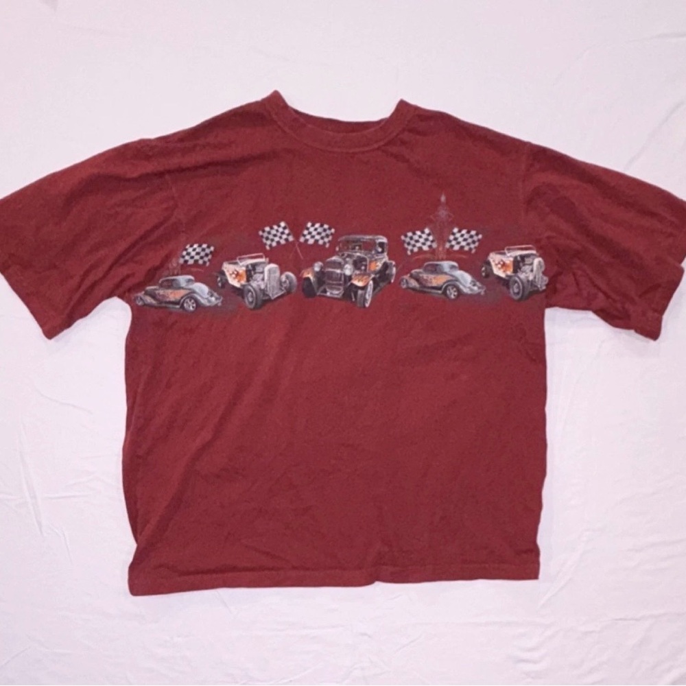 RedHead Red Crew Neck Short Sleeve Racing Cars Graphic T-Shirt Size XL